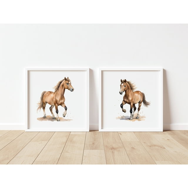 Ensemble d'Imprimé Cheval Encadré