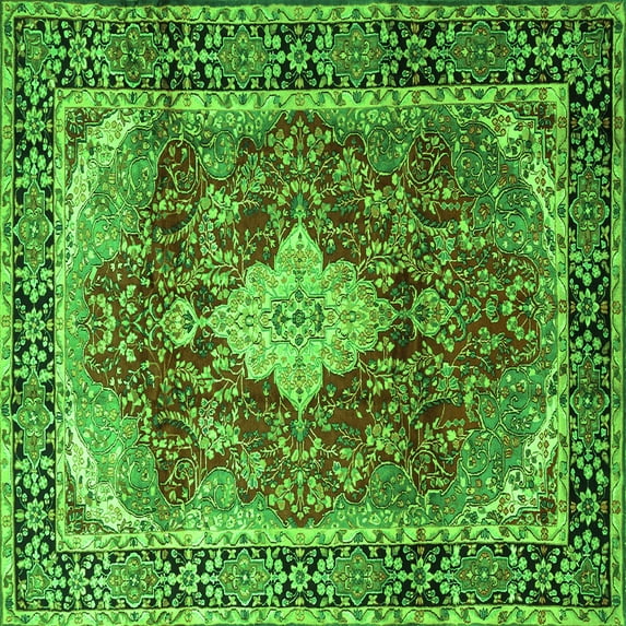 Ahgly Company Indoor Square Persian Green Traditional Area Rugs, 3' Square