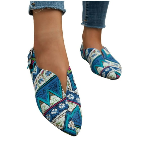 ZTTD Summer Fashion Women's Sports Shoes Ethnic Wind Pointed Flat Shoes Breathable and Comfortable Casual Shoes