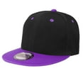 thumbnail image 3 of 2-pack Classic Snapback Hat Cap Hip Hop Style Flat Bill Blank Solid Color Adjustable Size Black & BlackPurple, 3 of 6