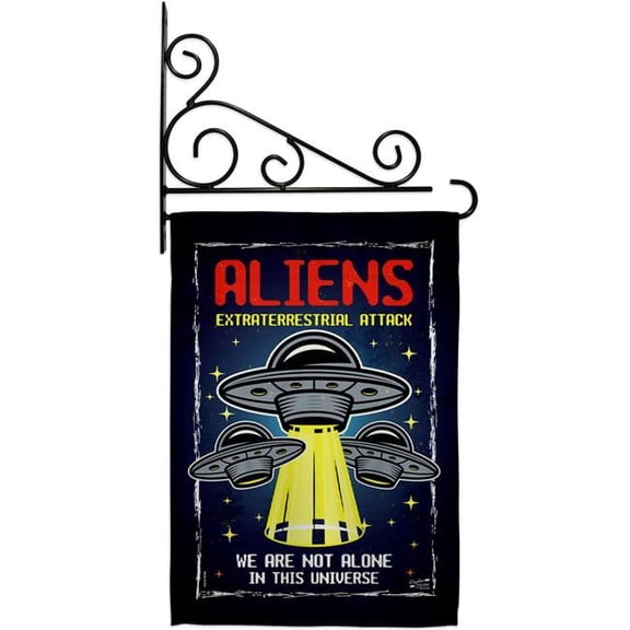 Angeleno Heritage GS130406-P3-03 Aliens Attack Cosmos Space Creature 13 x 18.5. in. Double-Sided Decorative Vertical House Garden Flag Set for Decoration Banner Yard Gift