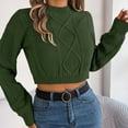 thumbnail image 7 of Womens sweaters Cropped Sweater Casual Long Sleeve Cable Knit Pullovers Fall trendy Winter Sweater Jumper Tops for ladies, 7 of 7