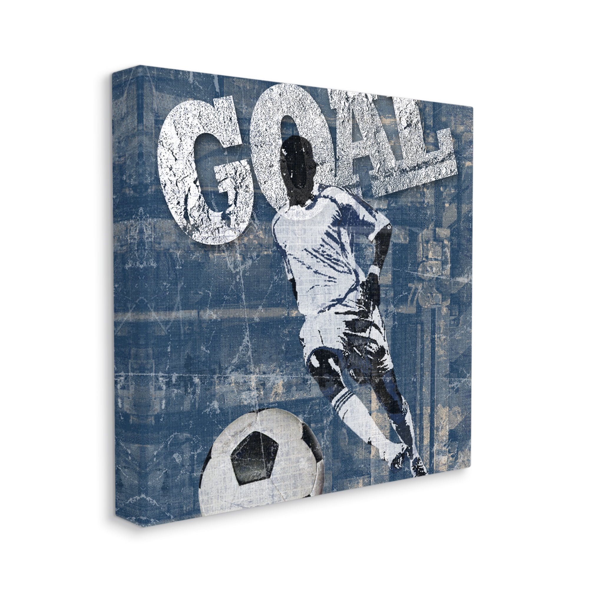 Stupell Industries Soccer Player Goal Text Vintage Weathered Sign Graphic Art Gallery Wrapped Canvas Print Wall Art, Design by Katrina Craven