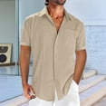 thumbnail image 2 of Camisas de Corta con Botones para Hombre, Camisas Casuales de Moda para Playa y Verano. Caqui S, 2 of 3