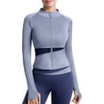 thumbnail image 2 of Fall Savings! BiZtdJrK Womens Sun Protection Zip Up Workout Jackets Lightweight Long Sleeve Slim Fit Yoga Athletic Tops with Thumb Holes Blue S, 2 of 4