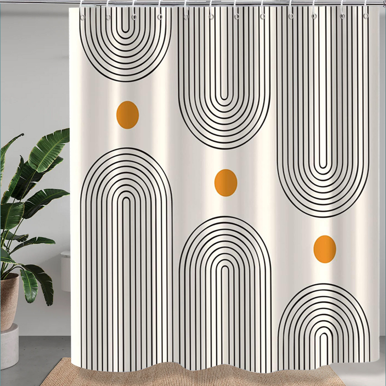 Zrodlmo Shower Curtain and Rug Set, 16pc Anti-Mold Quick-Dry Modern Bathroom Decor Set Machine Washable, 72" x 72", Beige