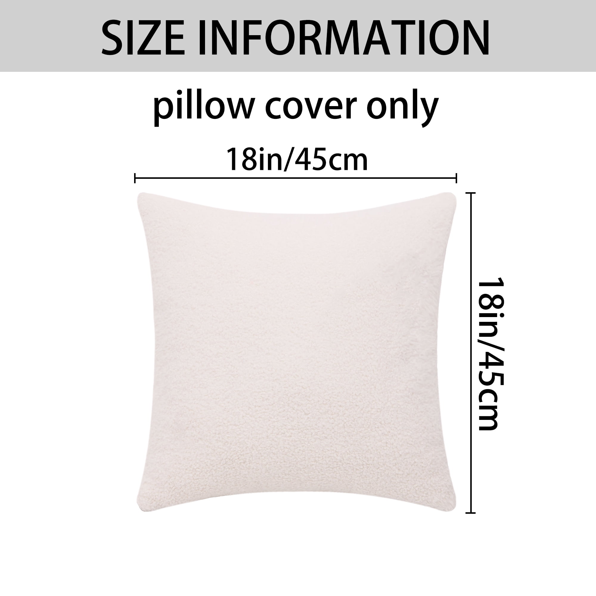 Unique Bargains Set of 2 Solid Soft Cushion Pillow Covers White 18" x 18"