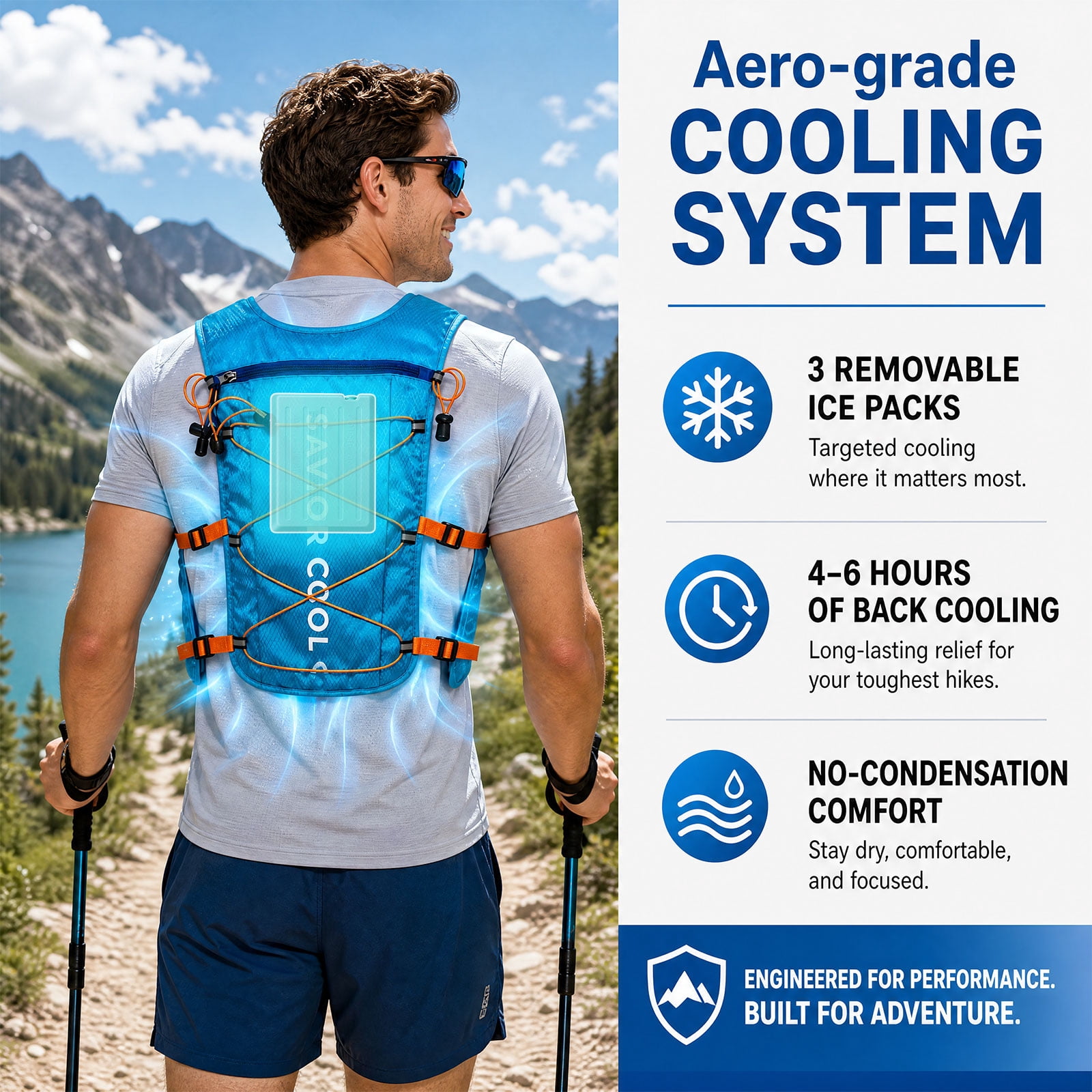 Cooling Hydration Vest with 2L BPA-Free Water Bladder, Running Vest with 3 Removable Cooling Packs, Lightweight Outdoor Hydration Pack for Hot Weather, Hiking, Cycling, Training