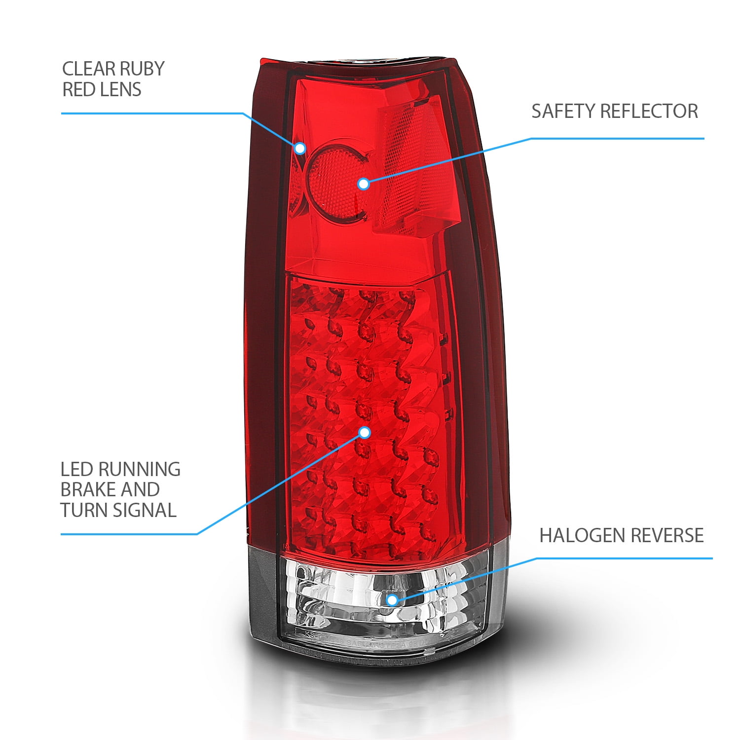 AmeriLite Red LED Tail Lights G2 for Chevy Full Size - Passenger and Driver Side