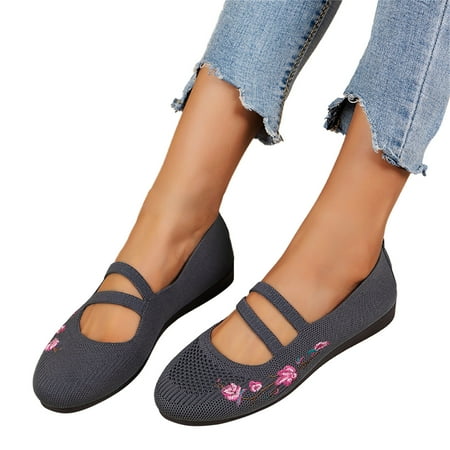 Oyedens Ballet Flats for Women Fly Woven Embroidered Boho Beach Travel Walking Shoes Slip on Loafers