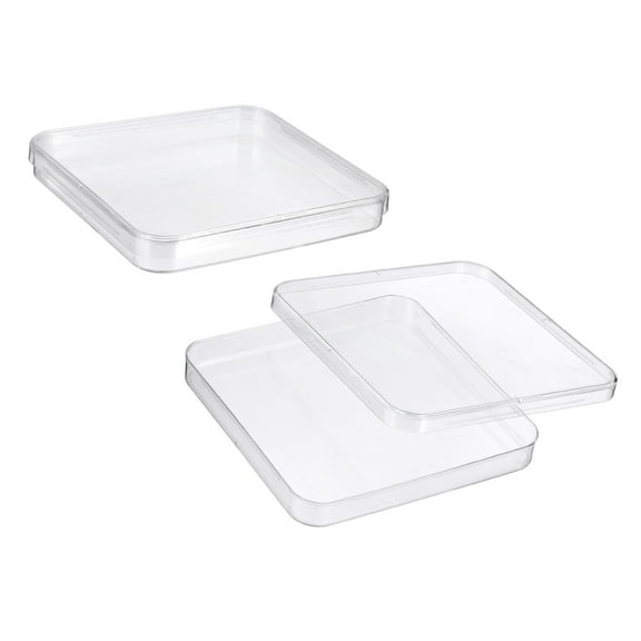 Uxcell 13cm Plastic Petri Dishes with Lids, 2 Pack Square Culture Dish Tissue Culture Plate for Lab Science Experiments, Clear