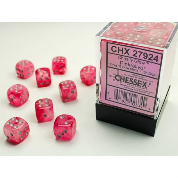 Chessex Violet-White Festive Dice Set - 12 Six-Sided D6 Dice, 16mm Standard Size