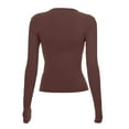 thumbnail image 5 of eileial Women'S Lightweight Baselayer Scoop Top | Long Sleeve | form Fitting | 4-Way Stretch | Thermal,Brown M, 5 of 5