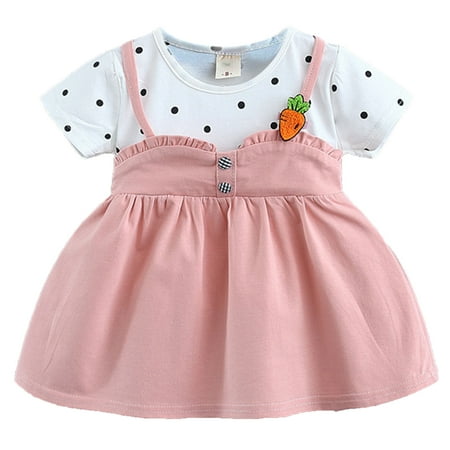 

Little Girl Dress Printed Clothes Dot Polk Dot Short Baby Sleeve Radish Girls Skirt Toddler Summer Cool Cute