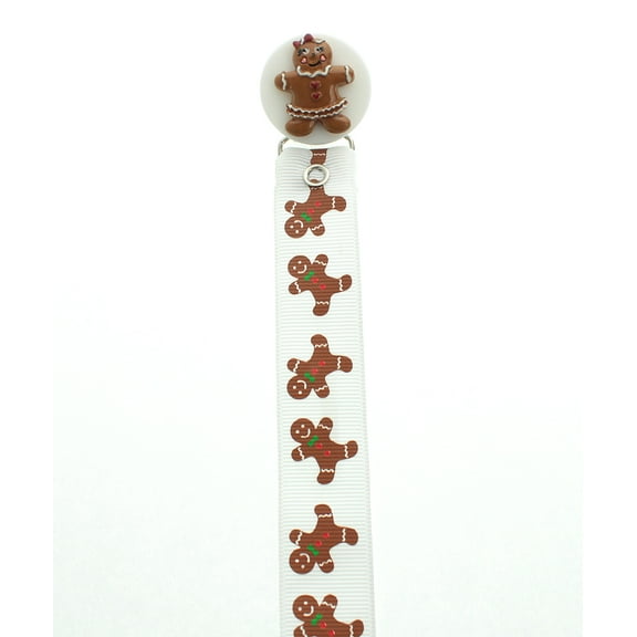 White & Brown Gingerbread Pacifier Clip