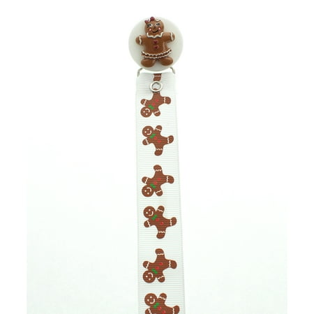 White & Brown Gingerbread Pacifier Clip