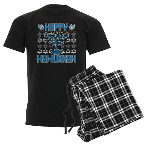 CafePress - Happy Hanukkah Men's Dark Pajamas - Men's Dark Loose Fit Cotton Pajama Set