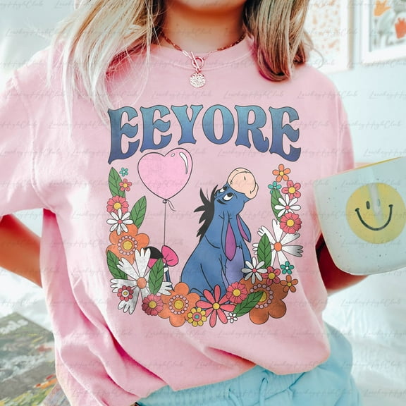Retro Floral Eeyore 90s Shirt, Vintage Eeyore Disney Shirt, Winnie The Pooh, Disney Family Pooh Friend Shirt
