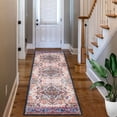 thumbnail image 1 of 2'x6' Washable Runner Rug , Non-Slip Vintage Bohemian Hallway Runner Stain Resistant Vintage Kitchen Mat Laundry Entryway Carpet Runner for Doorway Bedside, Orange/Blue, 1 of 7