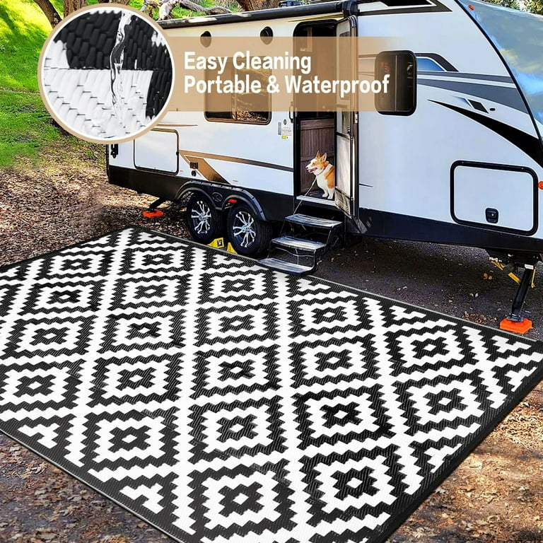 HUGEAR Outdoor Patio Rugs Clearance 5'x8' Waterproof Camping Rugs