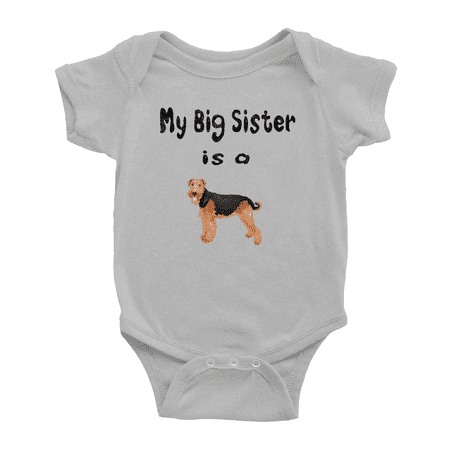

My Big Sister Is A Airedale Terrier Dog Cute Baby Boy Gril Newborn Clothes