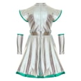thumbnail image 4 of CHICTRY Kids Girls Alien Robot Astronaut Dance Sets Metallic Cap Sleeve A Line Dress with Tentacle Green-A 8, 4 of 7