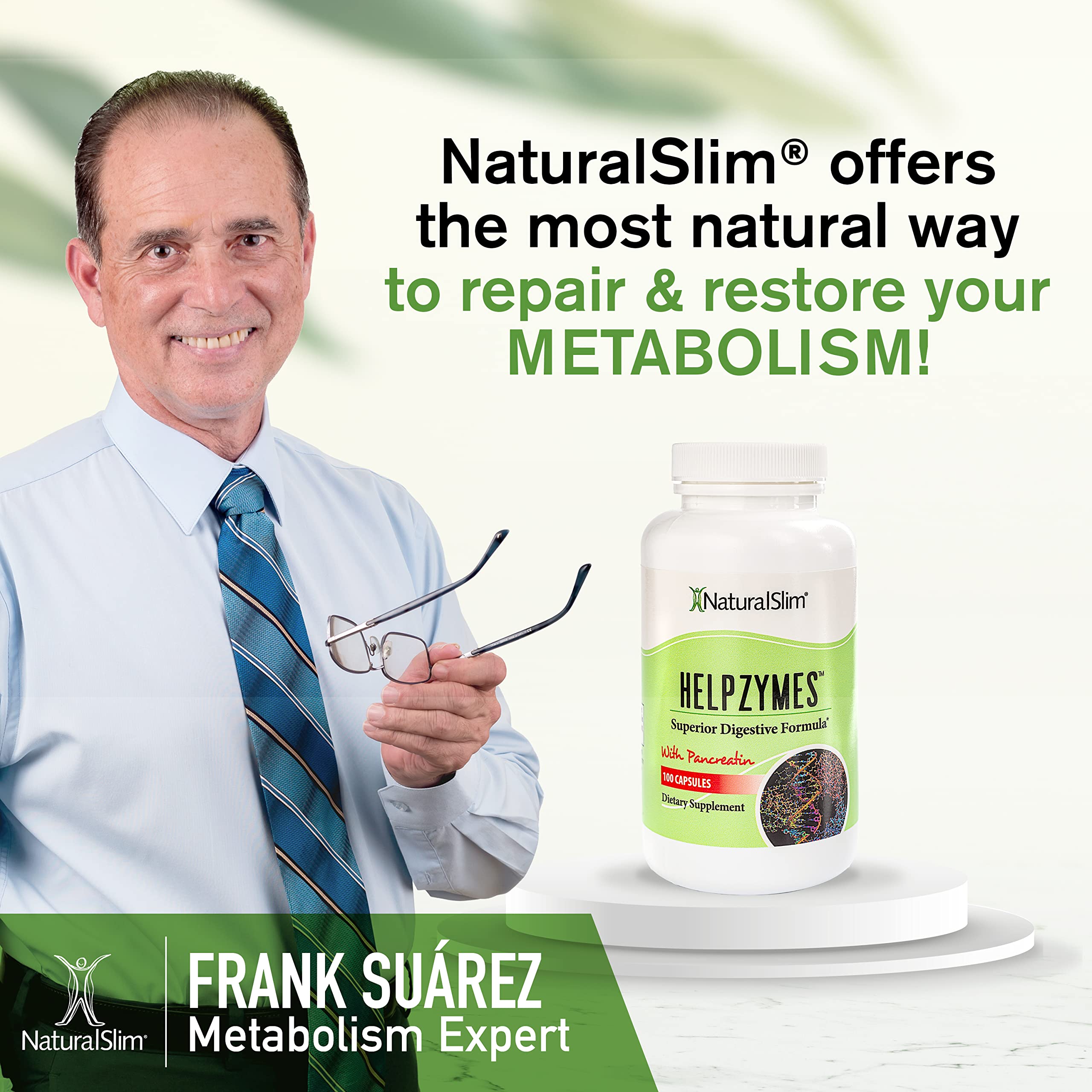 NaturalSlim Helpzymes® w/ HLC Acid & Pancreatin - Digestive Enzymes 100 Capsules