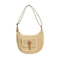 thumbnail image 4 of Bolsa de hombro para mujeres tejidas a mano bolso de bolso femenino para trabajos de cumpleaños de verano beige, 4 of 9