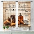 thumbnail image 3 of Rustic Kitchen Curtains, Farmhouse Retro Coffee Time Latte Cafe Bread Wooden Plank Cottage Country Window Drapery Treatments for Dining Room Bedroom Living Room 2 Panels, 55x39 Inch, 3 of 4