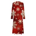 thumbnail image 4 of Annhoo Womens Christmas Dresses Long Sleeve Snowflake Printed Maxi Dress Fashion Round Neck Dresses with Pockets, 4 of 4