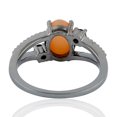 thumbnail image 3 of Peach Moonstone 0.18ct Spinel Three Stone Designer Ring 925 Sterling Silver, 3 of 3