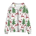 thumbnail image 3 of FKELYI Cute Xmas Reindeer Zipper Hoodies Comfortable Party Zip Up Jacket for Girls Breathable Ladies Activewear Tops with Kangaroo Pocket Size 2XL, 3 of 5