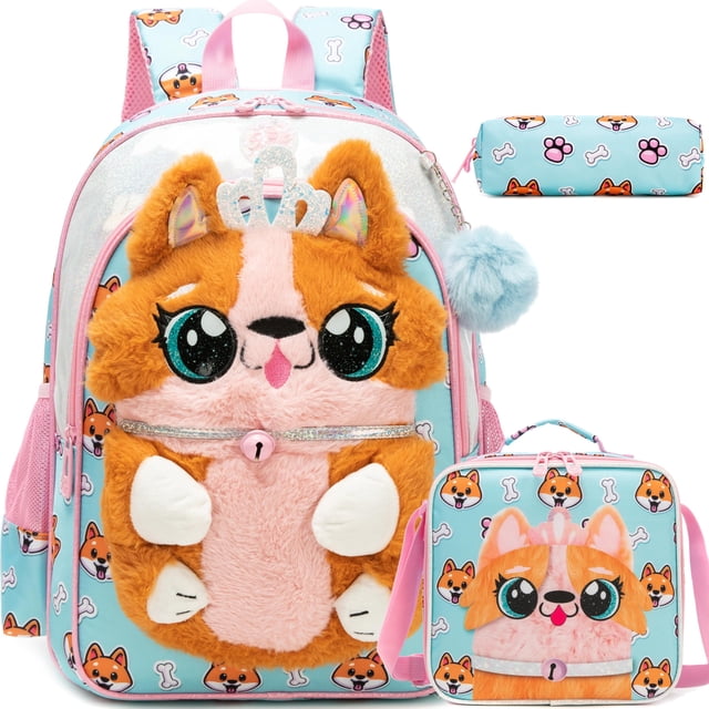 Mochila Meetbelify Kids para niñas, escuela, con bolsa de almuerzo, de 6 a 8 años