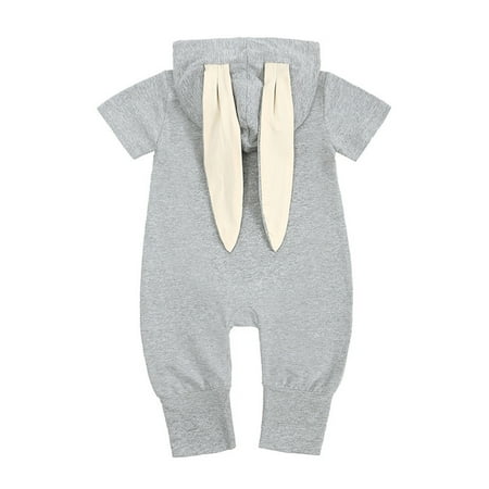 

RPVATI Baby Boys Girls Hooded Short Sleeve Romper Solid Jumpsuit Winter Infant Bodysuit