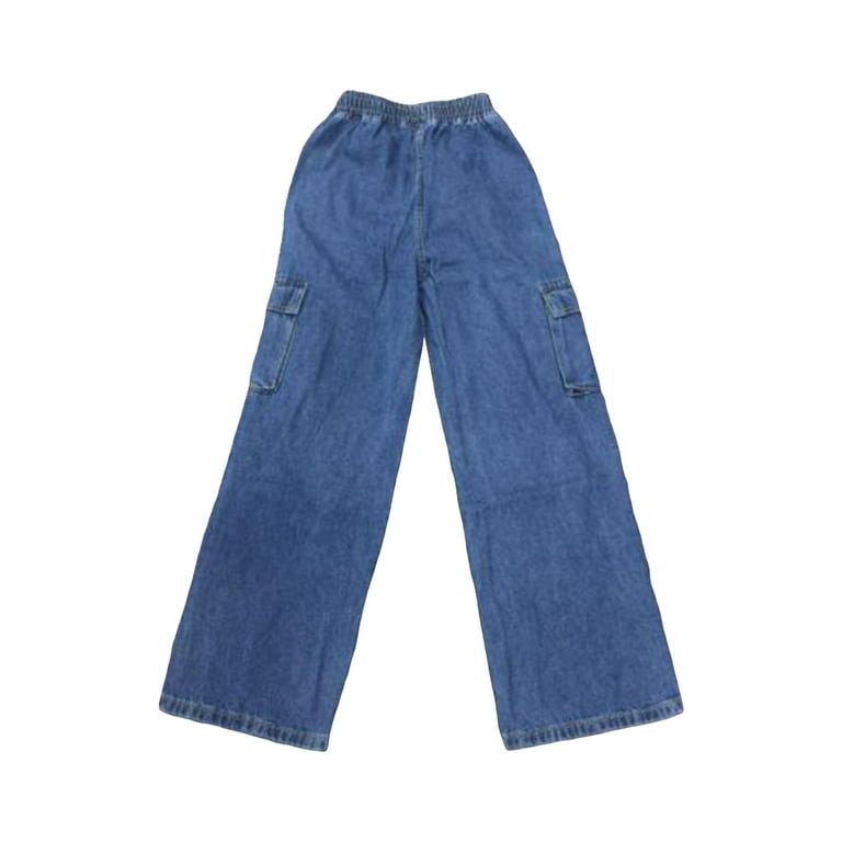Gibobby Boys Jeans Denim Elastic High Waisted Wide Leg Baggy