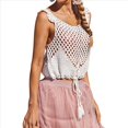thumbnail image 2 of Camisetas de Tirantes de Crochet de Verano para Mujer, Suéter de Punto Sin Mangas con Cuello Redondo, Chaleco Bohemio con Aberturas. L, 2 of 10