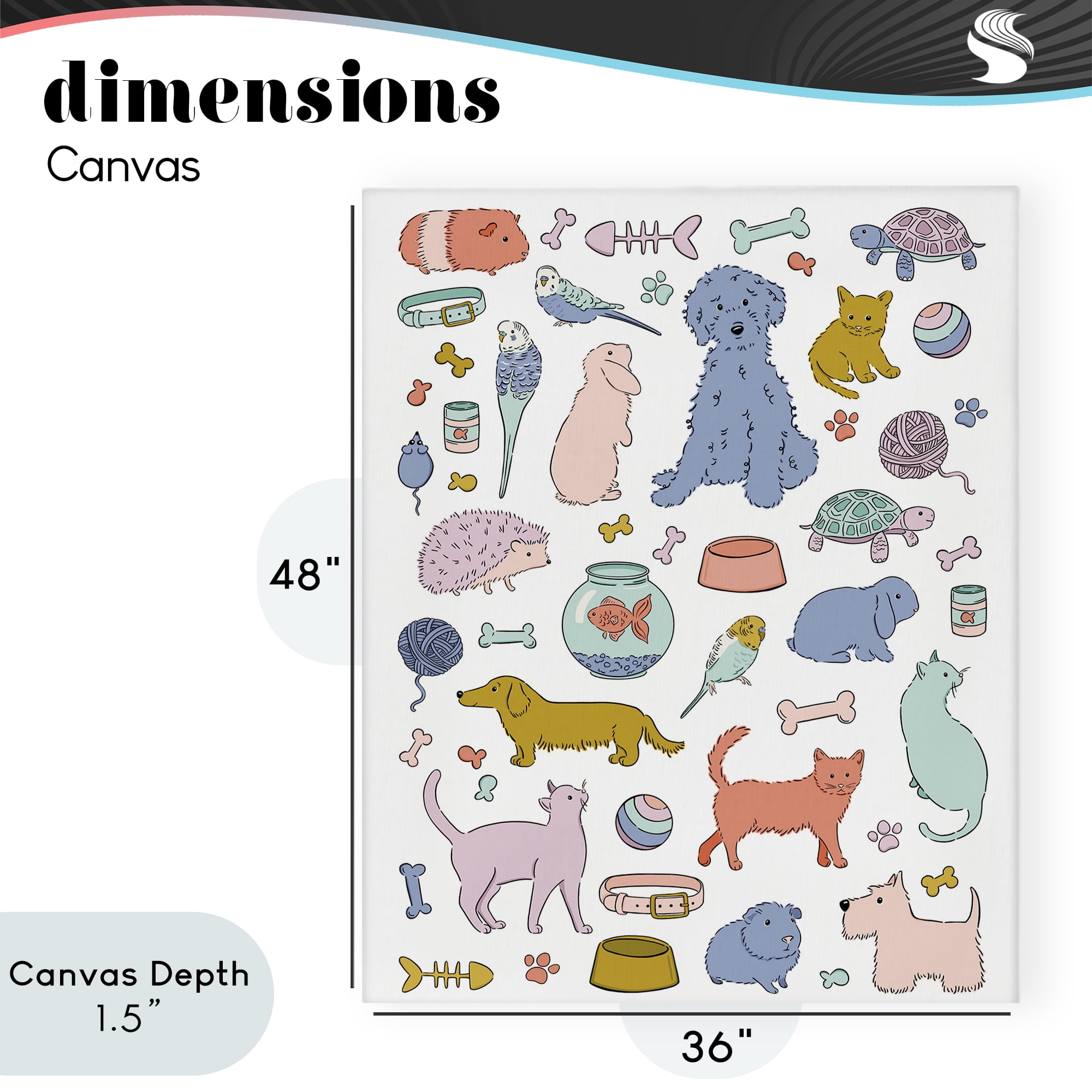 Stupell Industries Pet Shop Menagerie Canvas Wall Art, design by Bethany Sandoval