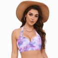 thumbnail image 3 of TOWED22 Bikini Top for Women Bathing Suit Criss Cross Self Tie Spaghetti Straps V Neck Purple,L, 3 of 8