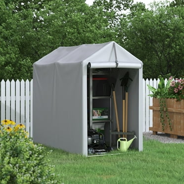 Homall Outdoor 3 x 6 x 5 ft Canopy Storage Shelter Portable Shed Outdoor Heavy Duty Carport with Roll-up Zipper Door, Waterproof and UV Resistant Outdoor Storage Shed for Bike, Garden Tools, Silver