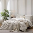thumbnail image 2 of MooMee Duvet Cover Set Queen 600-TC 100% Extra Long-Staple Cotton Sateen Silky Smooth Luxury (Creamy White), 2 of 8