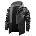thumbnail image 4 of HAPIMO Sales Men's Motorcycle Leather Jacket Quilted Warm Jacket Multi Pocket Thickened Detachable Hooded Plus Size Hooded Jacket Black M, 4 of 9