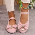 thumbnail image 5 of Willtoo Women Bow Pearl Mary Jane Flats Elastic Ankle Strap Round Toe Faux Suede Ballet Flat Shoes Comfort Slip On Dress Shoes for Daily Wedding Casual Wear, 5 of 5