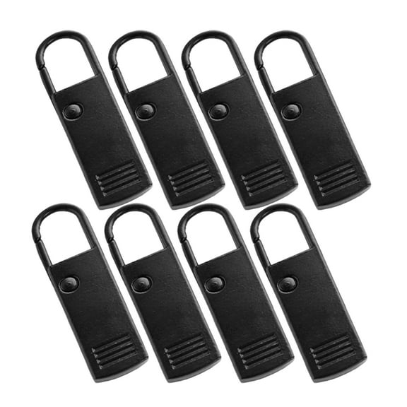 LOLIPPYY 8Pcs Universal Black Metal Zipper Pulls Replacement Kit for Jackets Backpacks and Luggage