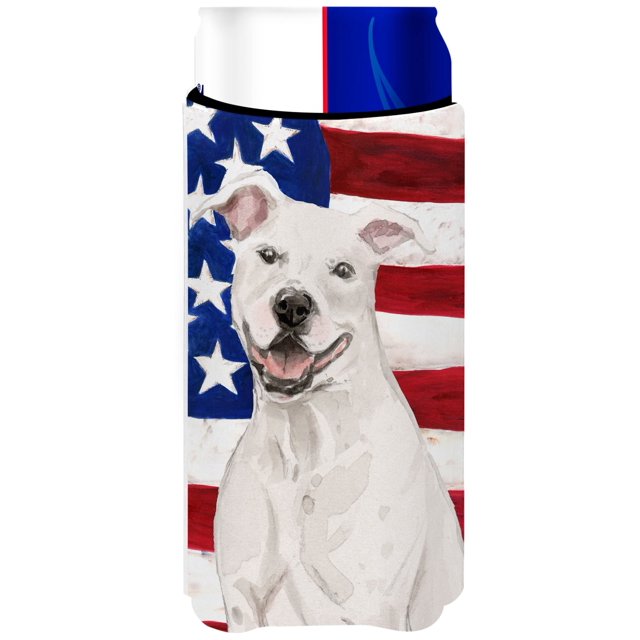 ""Caroline'S Treasures White Staffie Bull Terrier Patriótico Decorativo Puede Abrazar Delgado Multicolor""