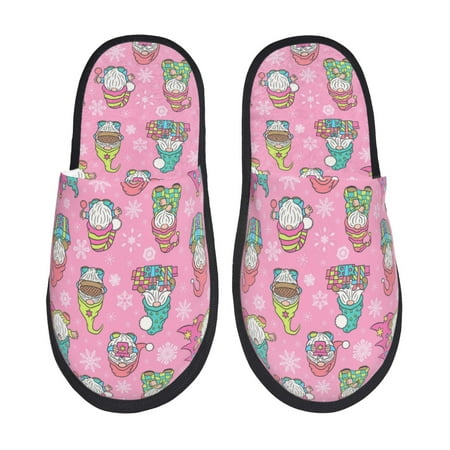 

Tideii pink Holiday Joy for Home Indoor Cotton Slippers Autumn and Winter EVA Plush Slippers Household Supplies Unisex-Large