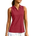 thumbnail image 3 of ClodeEU Women's V Neck Sleeveless Golf Shirt ,Solid Color Quick Dry Athletic Tank Top for Workout Red,Women's Plus XXL, 3 of 9