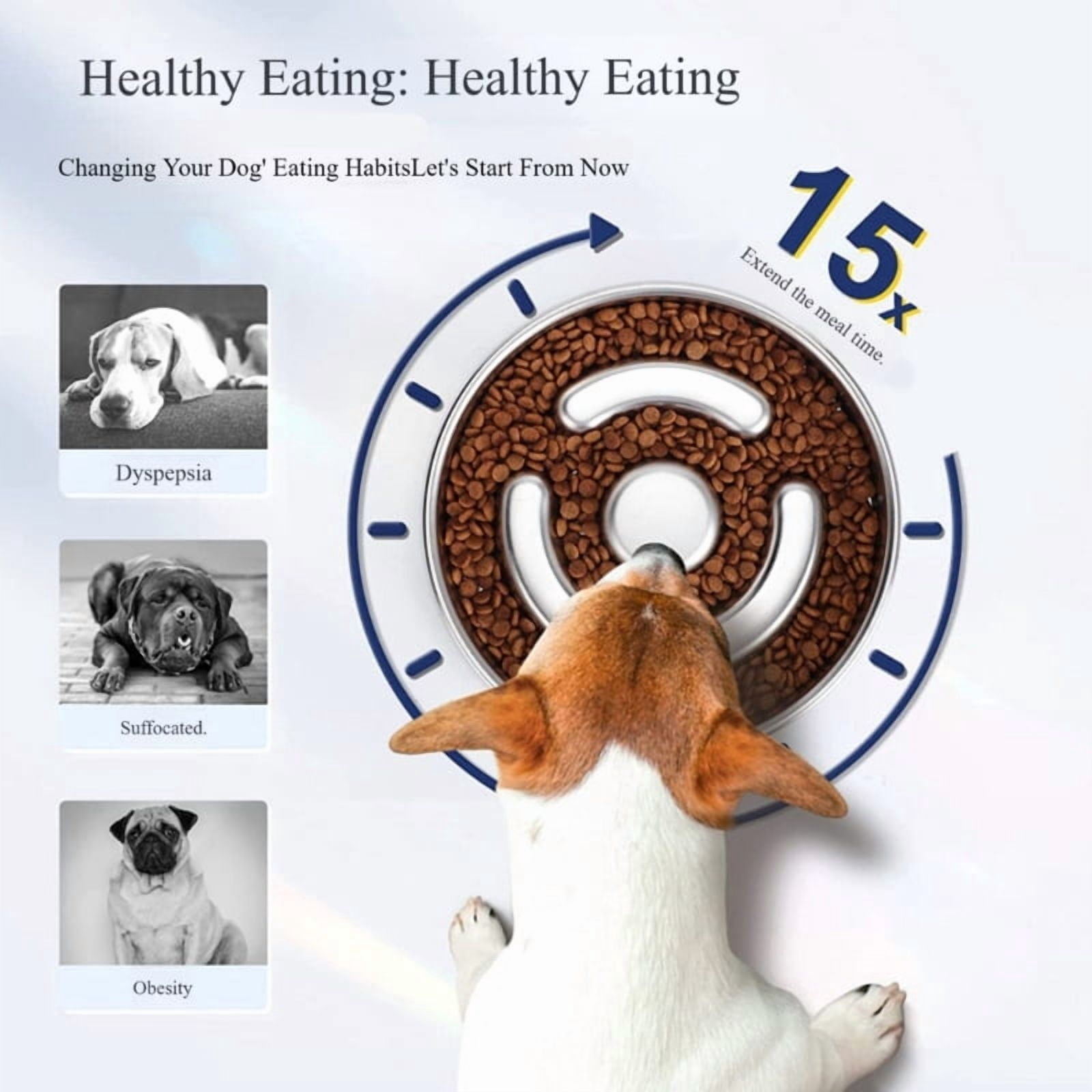 Multifunctional Pet Slow Feeder Dish Watering Bowl Stainless Steel Feeder Bowl