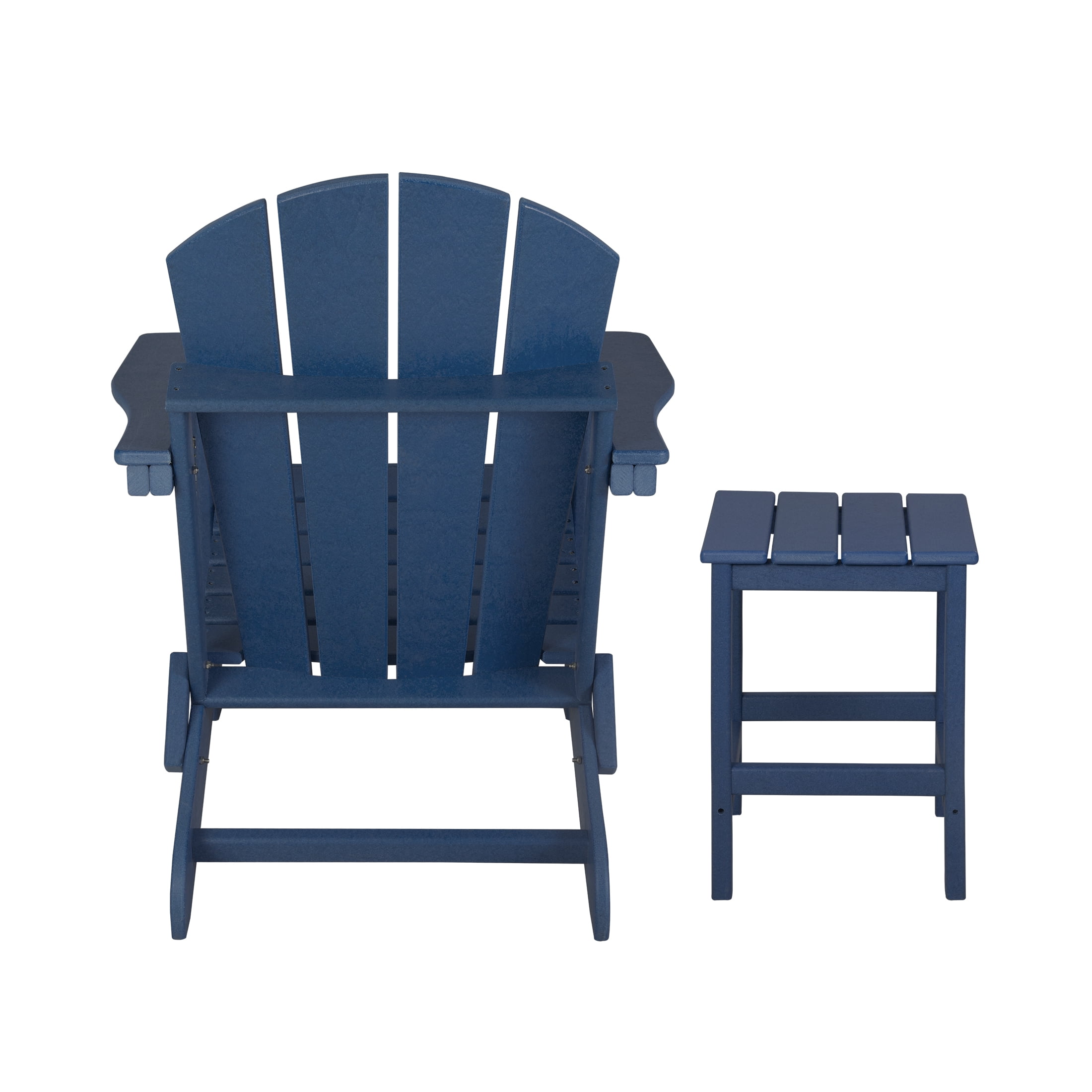 Adirondack Chair with Square Side Table Included for Outdoor Patio Garden Porch Seating, Navy Blue