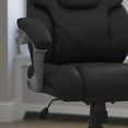 thumbnail image 4 of Flash Furniture Heather Mid-Back Black LeatherSoft Layered Upholstered Executive Swivel Ergonomic Office Chair with Silver Nylon Base and Arms, 4 of 9