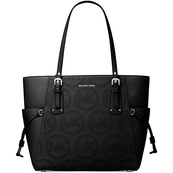 MICHAEL Michael Kors Voyager East/West MK Monogram Leather Tote Black